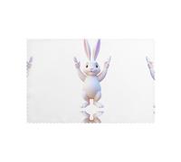 WHJDPP The Rabbit Referee Who Cheers Prints Placemats Set of 6 12x18in - Durable Table Layers for Stylish Home, Hotel & Festive Gatherings