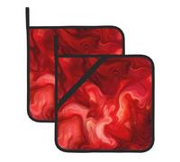 WHJDPP The red fire is Flowing Printing Square Insulated Pot Mat 2 Pieces Featuring a Convenient Side Hanging Rope for Easy Storage