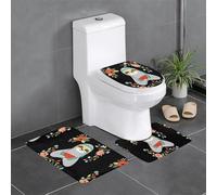 WHJDPP Three-piece floor mat set Cute Sloth Picture water-absorbent and non-slip for bathrooms toilets and kitchens
