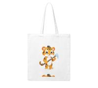 WHJDPP Tiger cub with an axe Picture Woman Canvas Tote Bag Strong and durable for traveling, shopping, Daily One Size