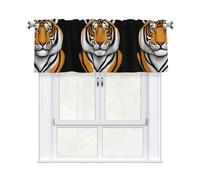WHJDPP Tiger Head with a Fierce Look Printing Curtain with Short Pole, 54x18in for Enhancing Kitchen Windows, bathrooms, Laundry Rooms, and Studios