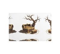 WHJDPP Treasure Chest Wrapped in Branches Prints Placemats Set of 6 12x18in - Durable Table Layers for Stylish Home, Hotel & Festive Gatherings