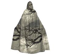 WHJDPP Tree branches in the wind Printed Halloween Adult Hooded Cape Cloak with Bow Tie for Costume Parties, Cosplay