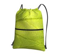 WHJDPP Tree Leaf Texture Vein Prints Drawstring Zipper Backpack - Lightweight Water-Resistant Sport Gym Bag with Front Pocket & Internal Organizer - Ideal for Travel, Yoga, and Hiking