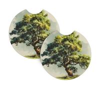 WHJDPP Trees swaying in the wind Pattern Car Coasters Set of 2 - Durable Rubber Cup Holder Protectors, Waterproof & Odorless for All Vehicles