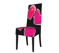 WHJDPP Two pink hearts Pattern dining chair cover is easy to disassemble and made of high resilience fabric that is wear-resistant