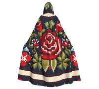 WHJDPP Ukrainian Embroidery Style Rose Prints Halloween Adult Hooded Cloak for Costume Parties and Theme Events