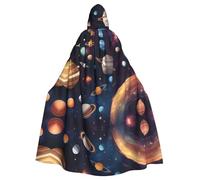 WHJDPP Universe Galaxy Outer Space Picture Halloween Adult Hooded Cape Cloak with Bow Tie for Costume Parties, Cosplay