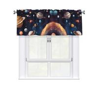 WHJDPP Universe Galaxy Outer Space Prints Charming Kitchen Window Cover - 54x18 Inch Peach Skin Valance with Decorative Print