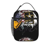 WHJDPP US Army Cool American Flag Eagle Pattern Portable Handheld Insulated Lunch Bag Suitable for Students to Work and Travel