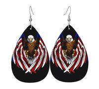 WHJDPP USA Flag Patriotic Eagle Prints Drip Earrings - Faux Leather Charms for Women - Lightweight Dangling Jewelry - Party & Holiday Accents