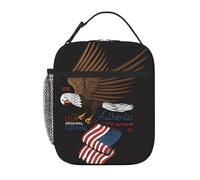 WHJDPP USA Patriotic Eagle with American Flag Pattern Portable Handheld Insulated Lunch Bag Suitable for Students to Work and Travel