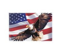 WHJDPP USA Patriotic Eagle with American Flag Printing Placemats for Dining Table Set of 6 for Homes, and Banquets Easy to Clean at Room Temperature for Long-Lasting Use