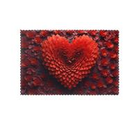 WHJDPP Valentine's Day red Heart Flower Printing Placemats for Dining Table Set of 6 for Homes, and Banquets Easy to Clean at Room Temperature for Long-Lasting Use
