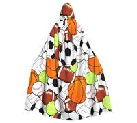 WHJDPP Various sports balls Prints Hooded Cloak Throw for Costumes - Durable Long Hooded Cape