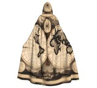 WHJDPP Vintage Old World Map Printing Adult Hooded Cloak is a super large, comfortable, and durable Halloween hooded poncho