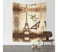 WHJDPP Vintage Paris Eiffel Tower Butterfly Prints Wall Tapestry 60x51in - Versatile Room Decor Throw Blanket for Bedroom Dorm Beach Picnic & Gifts