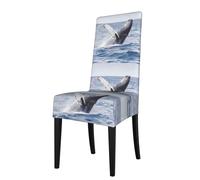 WHJDPP Whale Above Sea Water Pattern dining chair cover is easy to disassemble and made of high resilience fabric that is wear-resistant