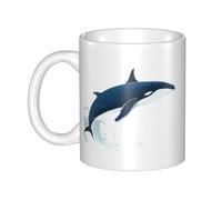WHJDPP Whale jumping over the waves Picture mug ceramic Mugs for cappuccino, latte, cereal, yogurt, milk, hot or cold drinks Micro-wave oven