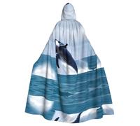 WHJDPP Whales at sea Printing Adult Hooded Cloak is a super large, comfortable, and durable Halloween hooded poncho