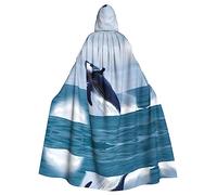 WHJDPP Whales at sea Prints Halloween Adult Hooded Cloak for Costume Parties and Theme Events