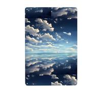 WHJDPP White clouds over the sea Picture Tin decorative painting 8x12in Made of tinplate, wear-resistant and durable