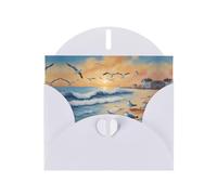 WHJDPP White Greeting Card airborne seagulls Printing 4x6in for Christmas, children's birthdays, Valentine's Day, wedding anniversaries, and party invitations