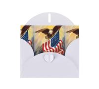 WHJDPP White Greeting Card American USA Flag Eagle Art Printing 4x6in for Christmas, children's birthdays, Valentine's Day, wedding anniversaries, and party invitations