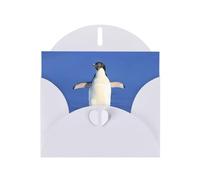 WHJDPP White Greeting Card Cute Penguin Printing 4x6in for Christmas, children's birthdays, Valentine's Day, wedding anniversaries, and party invitations