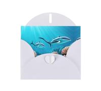 WHJDPP White Greeting Card Deep Sea Whales Printing 4x6in for Christmas, children's birthdays, Valentine's Day, wedding anniversaries, and party invitations