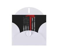 WHJDPP White Greeting Card Firefighter Axe Red Line Flag Printing 4x6in for Christmas, children's birthdays, Valentine's Day, wedding anniversaries, and party invitations