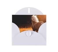WHJDPP White Greeting Card Nature Scenic Horse Printing 4x6in for Christmas, children's birthdays, Valentine's Day, wedding anniversaries, and party invitations