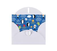 WHJDPP White Greeting Card Penguin Turtle Printing 4x6in for Christmas, children's birthdays, Valentine's Day, wedding anniversaries, and party invitations