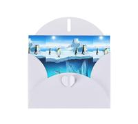 WHJDPP White Greeting Card Penguins On The Iceberg Printing 4x6in for Christmas, children's birthdays, Valentine's Day, wedding anniversaries, and party invitations