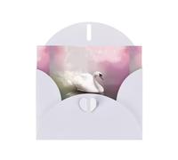 WHJDPP White Greeting Card White Swan Printing 4x6in for Christmas, children's birthdays, Valentine's Day, wedding anniversaries, and party invitations