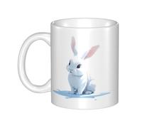 WHJDPP White rabbit under the snow Picture mug ceramic Mugs for cappuccino, latte, cereal, yogurt, milk, hot or cold drinks Micro-wave oven