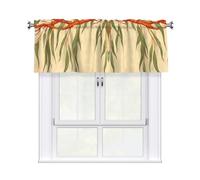 WHJDPP Willow Tree Leaves Prints Charming Kitchen Window Cover - 54x18 Inch Peach Skin Valance with Decorative Print