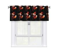 WHJDPP Witch Broom Panda Prints Charming Kitchen Window Cover - 54x18 Inch Peach Skin Valance with Decorative Print