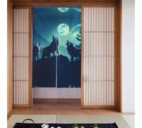 WHJDPP Wolf Howling At Full Moon Pattern Curtain two Pieces Spliced 34x56in Fabric curtains, room dividers for Hanging Between Rooms, at Doorways