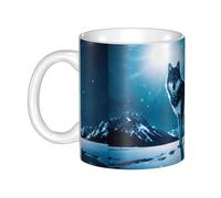 WHJDPP Wolf on snowy mountain Picture mug ceramic Mugs for cappuccino, latte, cereal, yogurt, milk, hot or cold drinks Micro-wave oven