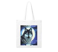 WHJDPP wolf under moon Picture Woman Canvas Tote Bag Strong and durable for traveling, shopping, Daily One Size