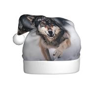 WHJDPP wolves Prints Christmas Hat for Adult Soft and Fluffy, Ideal for Long-Term Use