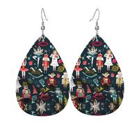 WHJDPP Women's Nutcracker Ballet Xmas Dance Prints Drip Earrings - Faux Leather Charms for Women - Lightweight Dangling Jewelry - Party & Holiday Accents