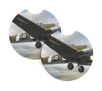 Whjdpp World War 2 Aircraft Airplane Printing Car Interior Cup Holder Pad 2 Pc Waterproof & Quick for Cars, Trucks, Suvs, and Ships