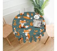 WHJDPP Yellow fox Prints 60 Inch Round Table Throw - Waterproof Table Cover for Dining Table, Coffee Table, Party & Outdoor Use - Soft & Wrinkle Resistant Decor
