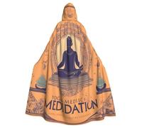 WHJDPP Yoga Meditation Printed Halloween Adult Hooded Cape Cloak - Super Large Hooded Cloak No Zipper