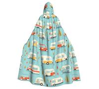 WHJDPP you make me happy camper trailer Printed Halloween Adult Hooded Cape Cloak with Bow Tie for Costume Parties, Cosplay