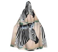 WHJDPP Zebra looking around Picture Halloween Adult Hooded Cape Cloak with Bow Tie for Costume Parties, Cosplay