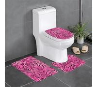WHJDPP zebra tiger leopard pink Prints 3 Piece Bathroom Rugs Set 24x16in Plush Shag Throw Mats for Absorbent Comfort & Non-Slip Protection