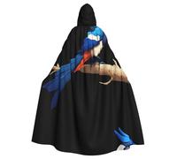 WHJHBD Blue magpie on a branch Printing Halloween Adult Hooded Cape Cloak with Bow Tie for Costume Parties, Cosplay